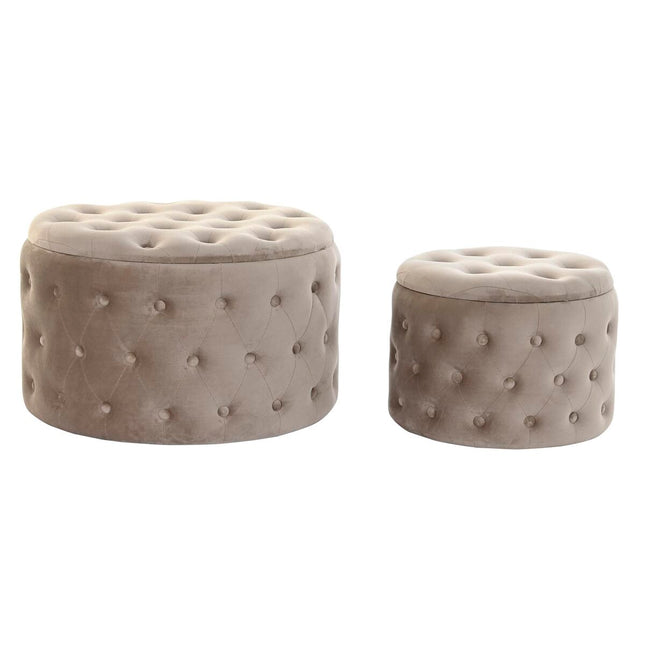 Fußstütze DKD Home Decor Polyester MDF Hellgrau (70 x 70 x 42 cm)