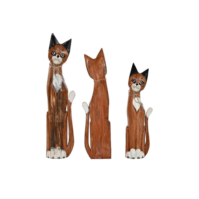 Deko-Figur DKD Home Decor Braun Weiß Katzen Albassia-Holz (21 x 7 x 80 cm) (17 x 6 x 80 cm)