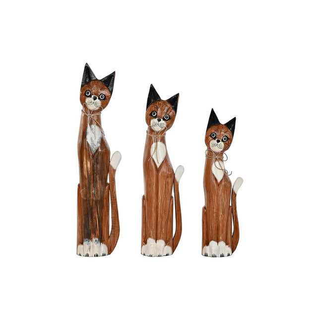 Deko-Figur DKD Home Decor Braun Weiß Katzen Albassia-Holz (21 x 7 x 80 cm) (17 x 6 x 80 cm)