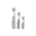 Figurensatz DKD Home Decor Grau Beige Katzen Albassia-Holz (17 x 6 x 100 cm) (17 x 8 x 99 cm)