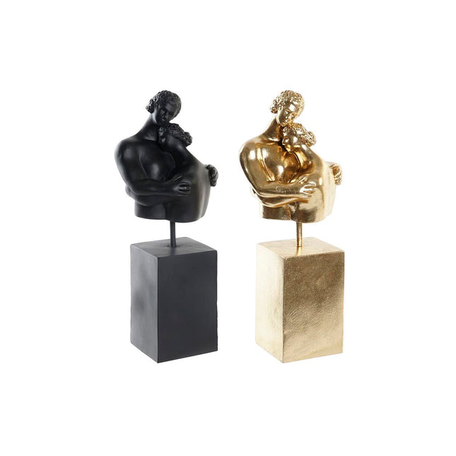 Deko-Figur DKD Home Decor Ehepaar 15,5 x 13,5 x 37,5 cm Schwarz Gold (2 Stück)