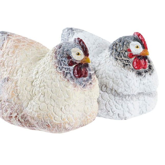 Deko-Figur DKD Home Decor 22,5 x 13 x 13,5 cm Braun Weiß Huhn (2 Stück)