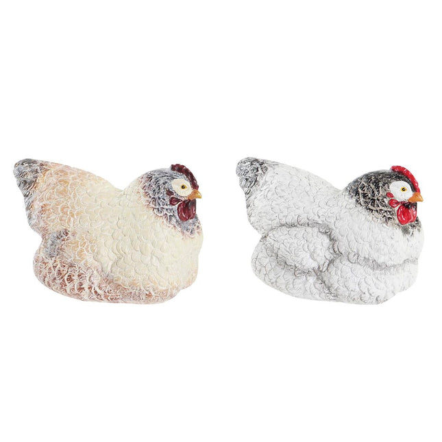 Deko-Figur DKD Home Decor 22,5 x 13 x 13,5 cm Braun Weiß Huhn (2 Stück)