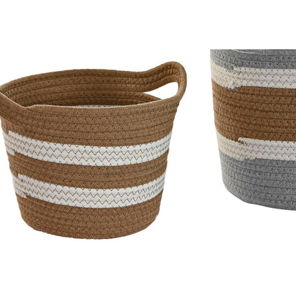 Korb-Set DKD Home Decor 33 x 33 x 26 cm Naturfaser Boho (2 Stück)