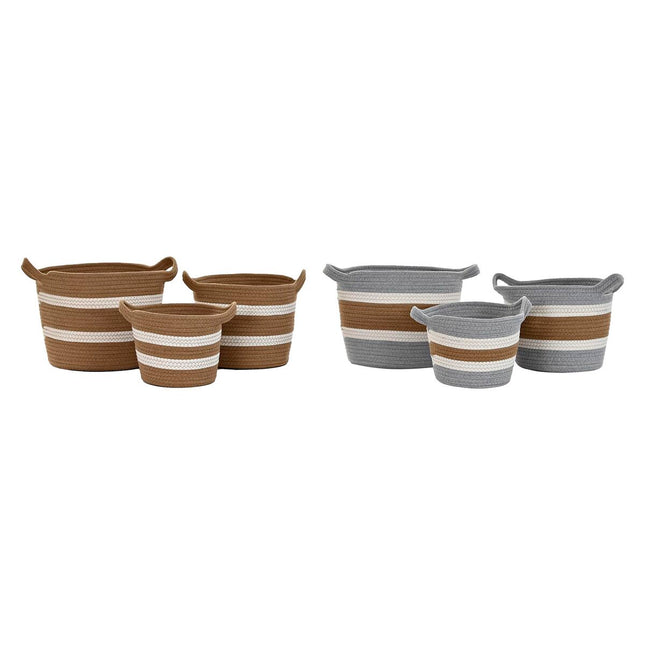 Korb-Set DKD Home Decor 33 x 33 x 26 cm Naturfaser Boho (2 Stück)