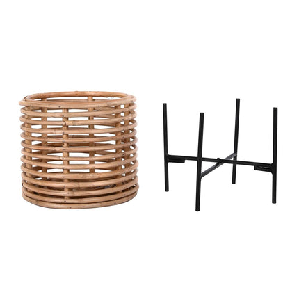 Satz Blumentöpfe DKD Home Decor Metall Rattan Bali (25 x 25 x 87 cm)
