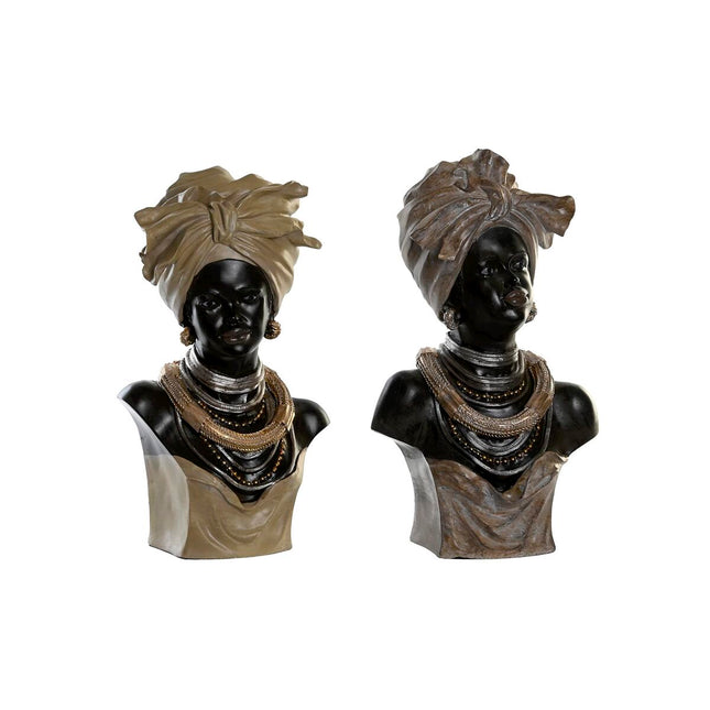 Deko-Figur DKD Home Decor Harz Kolonial Afrikanerin (22 x 15 x 37 cm) (2 Stück)