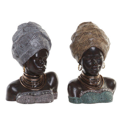 Deko-Figur DKD Home Decor 24 x 18 x 36 cm Silberfarben Gold Kolonial Afrikanerin (2 Stück)