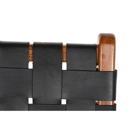 Hocker DKD Home Decor Teakholz Schwarz Haut (41 x 53 x 90 cm)