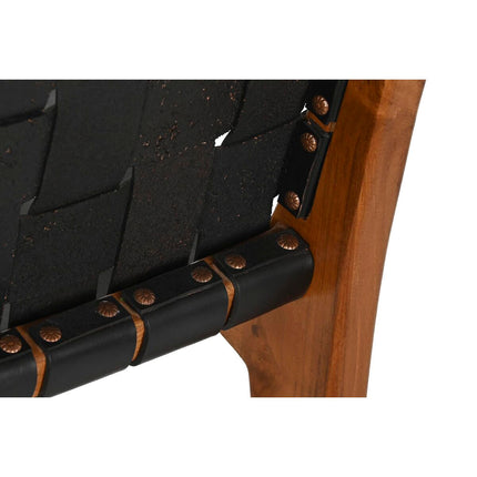 Hocker DKD Home Decor Teakholz Schwarz Haut (41 x 53 x 90 cm)