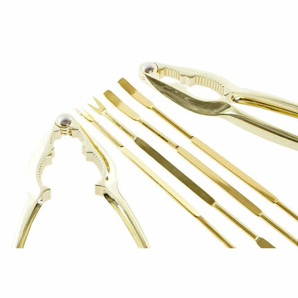 Meeresfrüchte-Set DKD Home Decor Gold 3 x 3 x 15 cm Edelstahl 8 Stücke