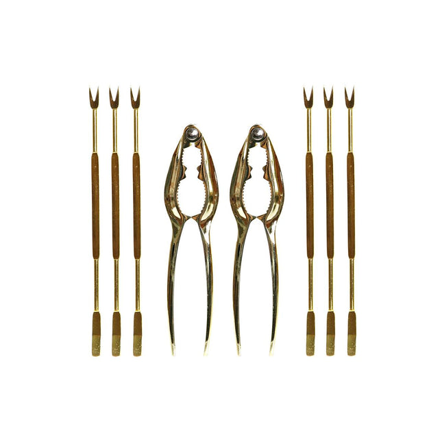 Meeresfrüchte-Set DKD Home Decor Gold 3 x 3 x 15 cm Edelstahl 8 Stücke