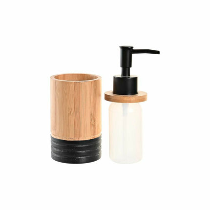 Seifenspender DKD Home Decor natürlich Schwarz Bambus PP (7 x 7 x 17 cm)