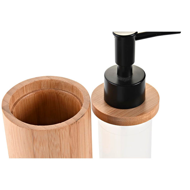 Seifenspender DKD Home Decor natürlich Schwarz Bambus PP (7 x 7 x 17 cm)