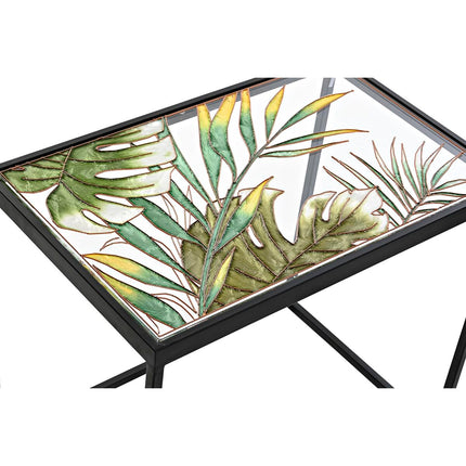 Set mit 3 Tischen DKD Home Decor Kristall Schwarz Gold Metall grün 60 x 40 x 50 cm