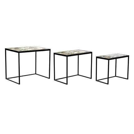 Set mit 3 Tischen DKD Home Decor Kristall Schwarz Gold Metall grün 60 x 40 x 50 cm