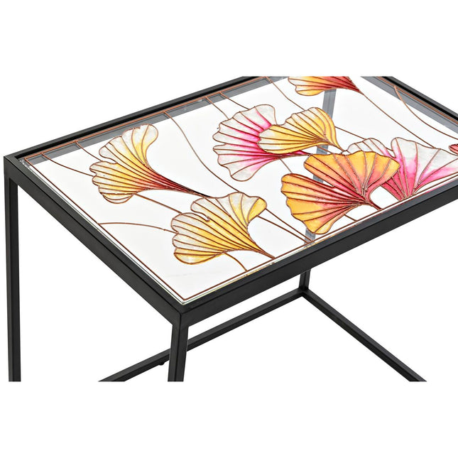 Set mit 3 Tischen DKD Home Decor Kristall Schwarz Rosa Gold Metall Gelb (60 x 40 x 50 cm)