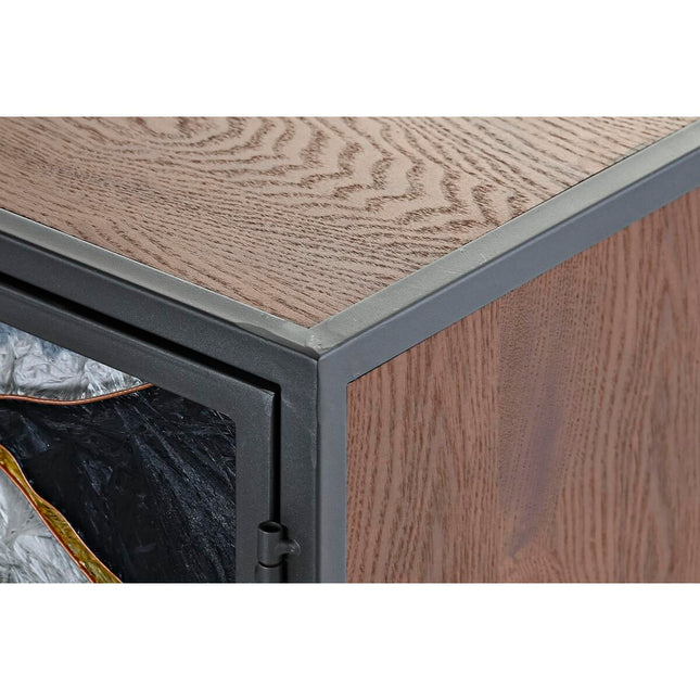 TV-Möbel DKD Home Decor Kristall Gold Metall grün Gelb Dunkelbraun (140 x 35 x 55 cm)