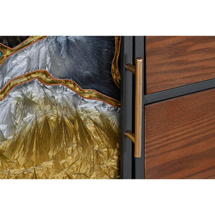 TV-Möbel DKD Home Decor Kristall Gold Metall grün Gelb Dunkelbraun (140 x 35 x 55 cm)