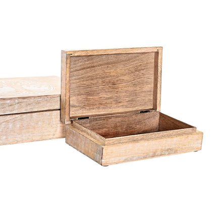 Set dekorativer Karten DKD Home Decor Braun Weiß Mango-Holz 25 x 17 x 8 cm (2 Stück)
