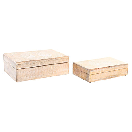Set dekorativer Karten DKD Home Decor Braun Weiß Mango-Holz 25 x 17 x 8 cm (2 Stück)