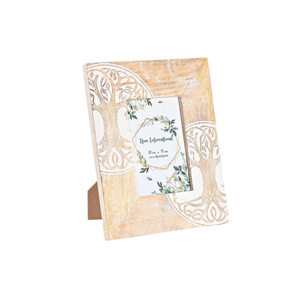 Fotorahmen DKD Home Decor 20 x 2 x 25,5 cm Kristall Baum Braun Weiß Mango-Holz Indianer