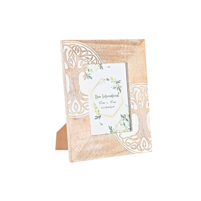 Fotorahmen DKD Home Decor 23 x 2 x 28 cm Kristall Baum Braun Weiß Mango-Holz Indianer