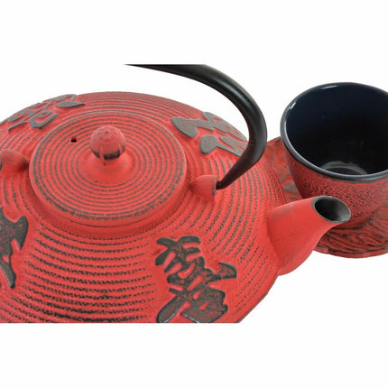 Teekannenspiel DKD Home Decor Rot Schwarz (800 ml)