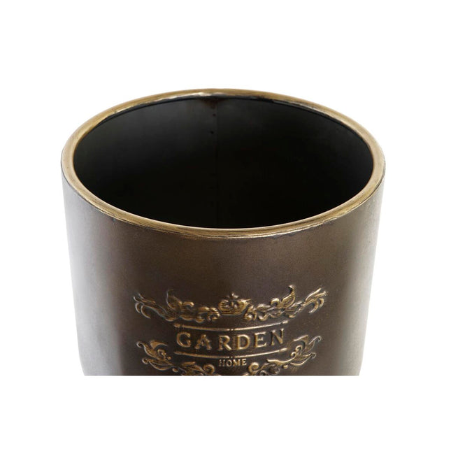 Blumentopfset DKD Home Decor Champagner Schwarz 100 % Metall (25 x 25 x 80,5 cm)