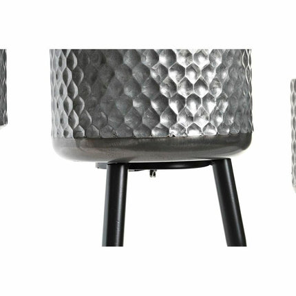 Blumentopfset DKD Home Decor 30 x 30 x 55 cm Schwarz Grau Metall Weiß Metallic Loft