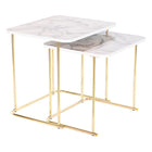 Satz mit 3 Tischen DKD Home Decor Gold Stahl Weiß Holz MDF (51 x 43 x 49 cm)