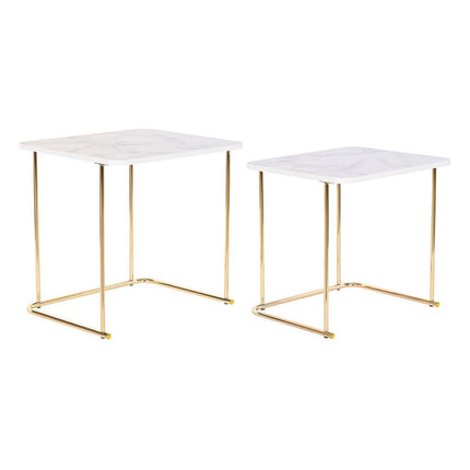 Satz mit 3 Tischen DKD Home Decor Gold Stahl Weiß Holz MDF (51 x 43 x 49 cm)