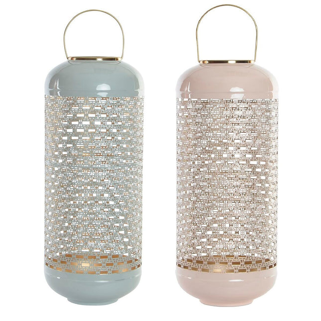 Kerzenschale DKD Home Decor 24 x 24 x 60 cm 24 x 24 x 71 cm Blau Rosa Aluminium (2 Stück)