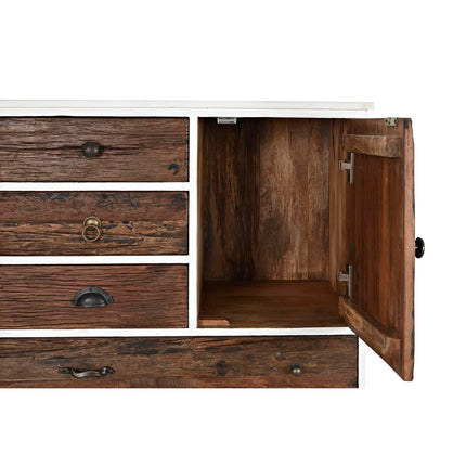 Schubladenschrank DKD Home Decor Metall Weiß Kolonial Dunkelbraun Mango-Holz (72 x 50 x 75 cm)