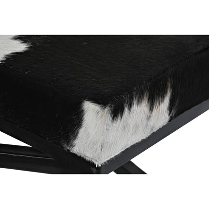 Bettfußbank DKD Home Decor Schwarz Beige Metall Braun Haut Weiß Kolonial (120 x 40 x 50 cm)