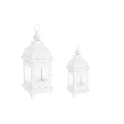 Laternen DKD Home Decor Kristall Metall Weiß (19 x 19 x 58 cm)
