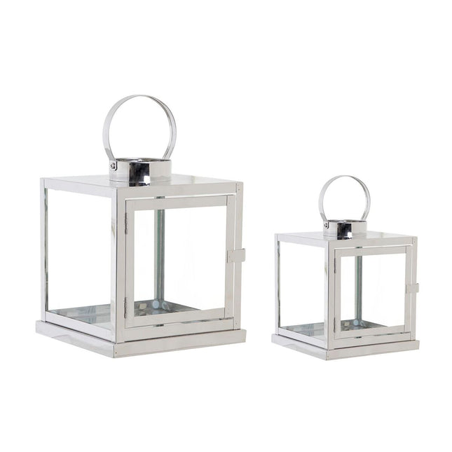 Laternen DKD Home Decor Verchromt Kristall Silberfarben Metall (26 x 26 x 30 cm)