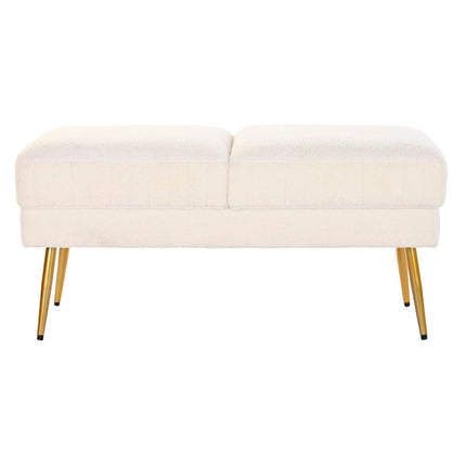 Hocker DKD Home Decor 106 x 45 x 50 cm Gold Metall Weiß
