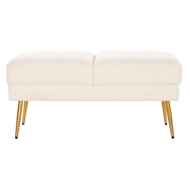 Hocker DKD Home Decor 106 x 45 x 50 cm Gold Metall Weiß