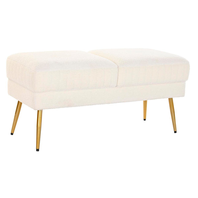 Hocker DKD Home Decor 106 x 45 x 50 cm Gold Metall Weiß