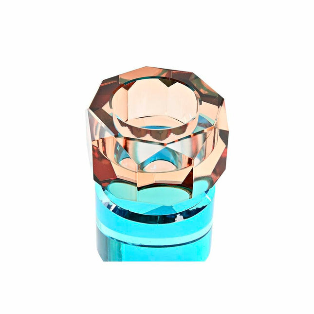 Kerzenschale DKD Home Decor Kristall grün Bernstein zweifarbig 7 x 7 x 9 cm