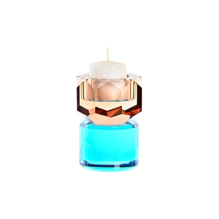 Kerzenschale DKD Home Decor Kristall grün Bernstein zweifarbig 7 x 7 x 9 cm