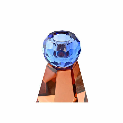 Kerzenschale DKD Home Decor 7 x 7 x 12 cm Kristall Blau Bernstein zweifarbig