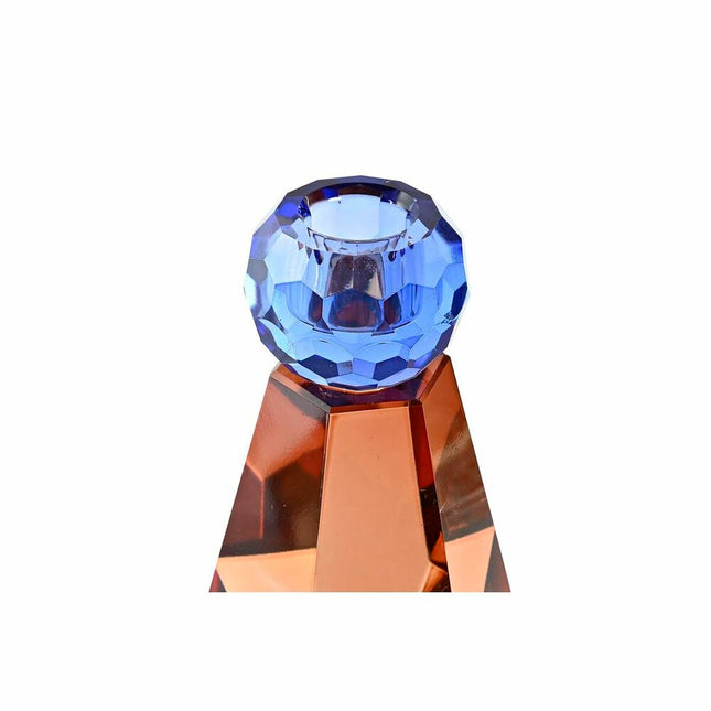 Kerzenschale DKD Home Decor 7 x 7 x 12 cm Kristall Blau Bernstein zweifarbig