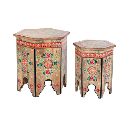 Satz mit 3 Tischen DKD Home Decor Araber Mango-Holz (48 x 41,5 x 49 cm)