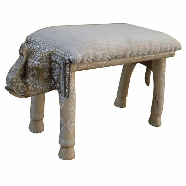 Hocker DKD Home Decor Elefant 65 x 31,7 x 38 cm natürlich Weiß Mango-Holz