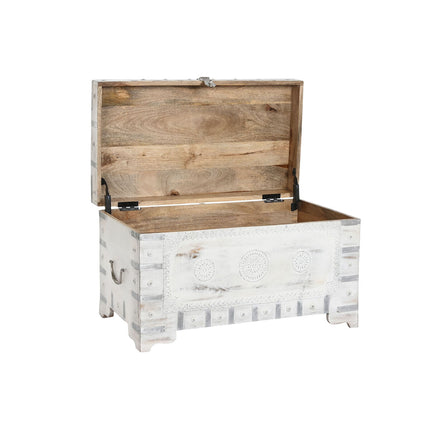 Truhe DKD Home Decor 78,7 x 43 x 45,7 cm Weiß Hellbraun Mango-Holz