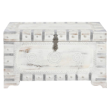 Truhe DKD Home Decor 78,7 x 43 x 45,7 cm Weiß Hellbraun Mango-Holz
