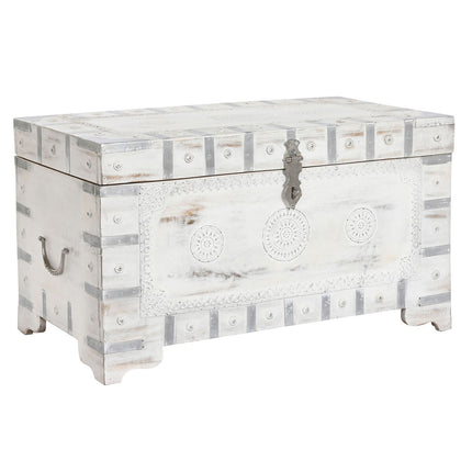 Truhe DKD Home Decor 78,7 x 43 x 45,7 cm Weiß Hellbraun Mango-Holz