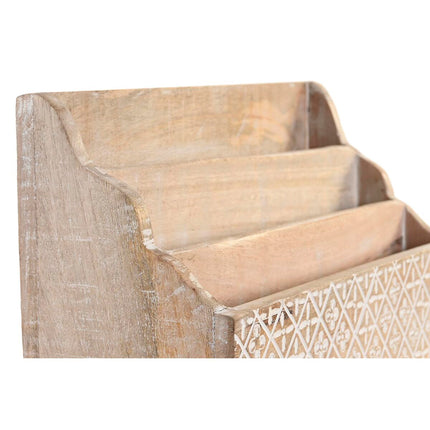Mehrzweck-Organizer DKD Home Decor Bettlaken natürlich 32 x 13 x 21 cm 33 x 12 x 21 cm Weiß Mango-Holz